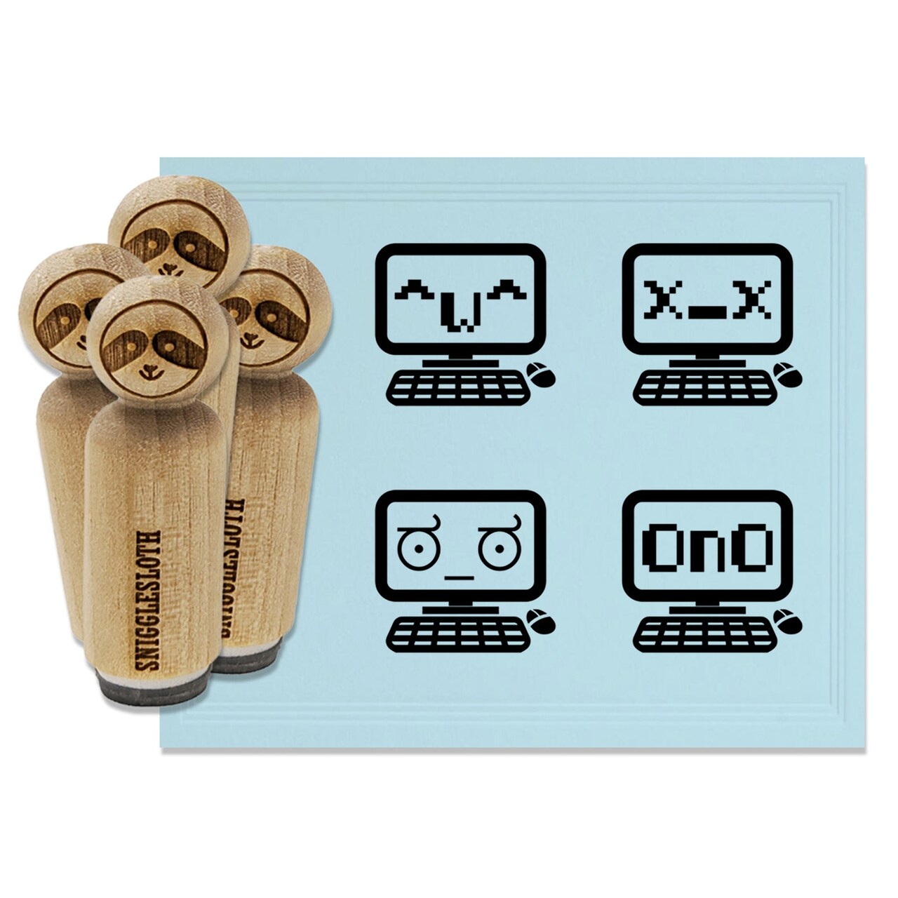Kawaii Computers Frowning Doubtful Dead Cute Rubber Stamp Set for Stamping Crafting Planners
